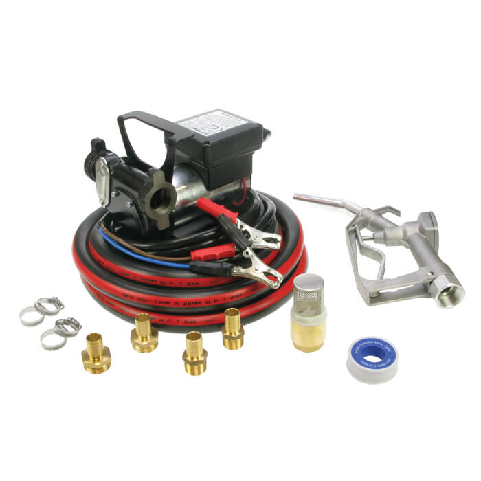 12/24V pump kit, 35/70L/min c/w 6m hose, alum noz & fittings